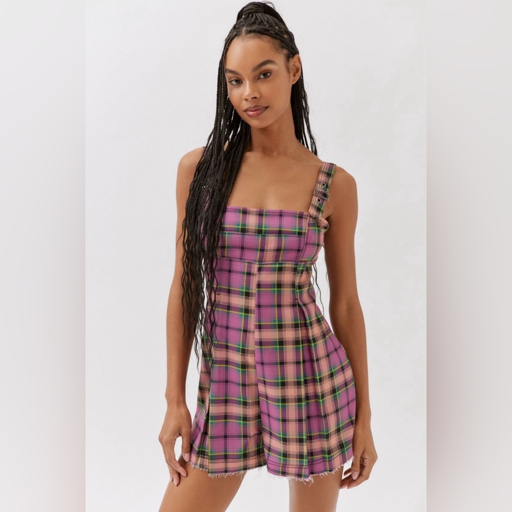 NWT Urban Outfitters Pinned Up Plaid Romper
